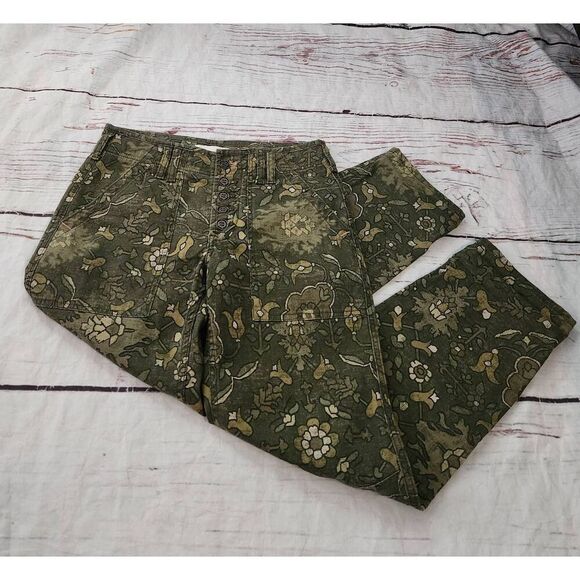 Anthropologie The Wanderer Green Floral Pants Size 26 - Picture 3 of 8